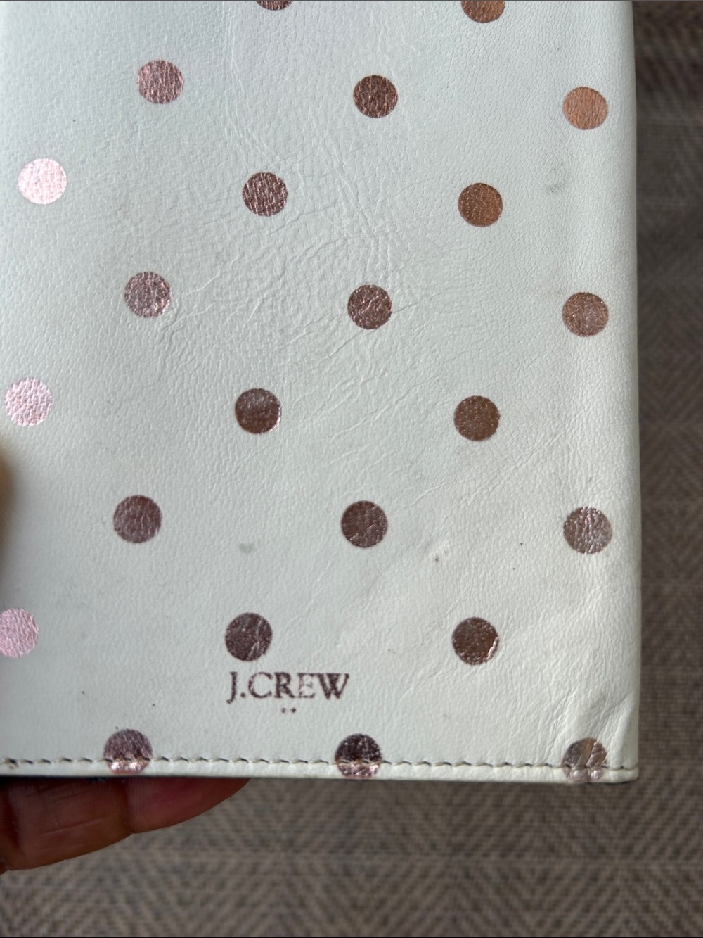 J. Crew cream colored passport case featuring rose gold dot accents. - Picture 5 of 6